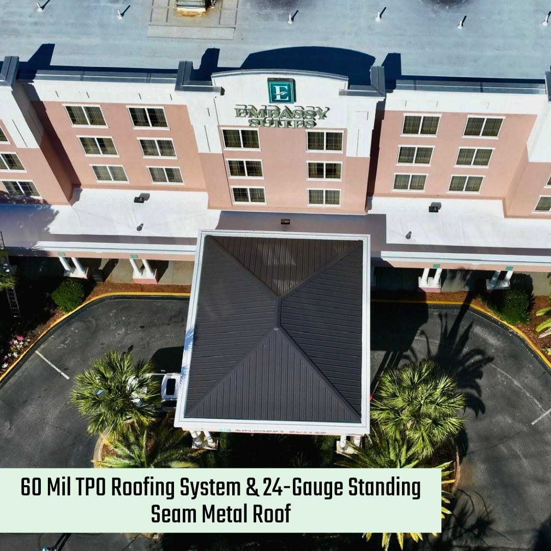 60 mil TPO roofing system and 24-gauge standing seam metal roof. (12)